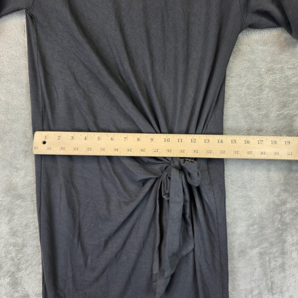 Zara Trafaluc Dress Womens Small Gray Knot Front Midi Short Sleeve Casual S/S18 - Picture 7 of 11